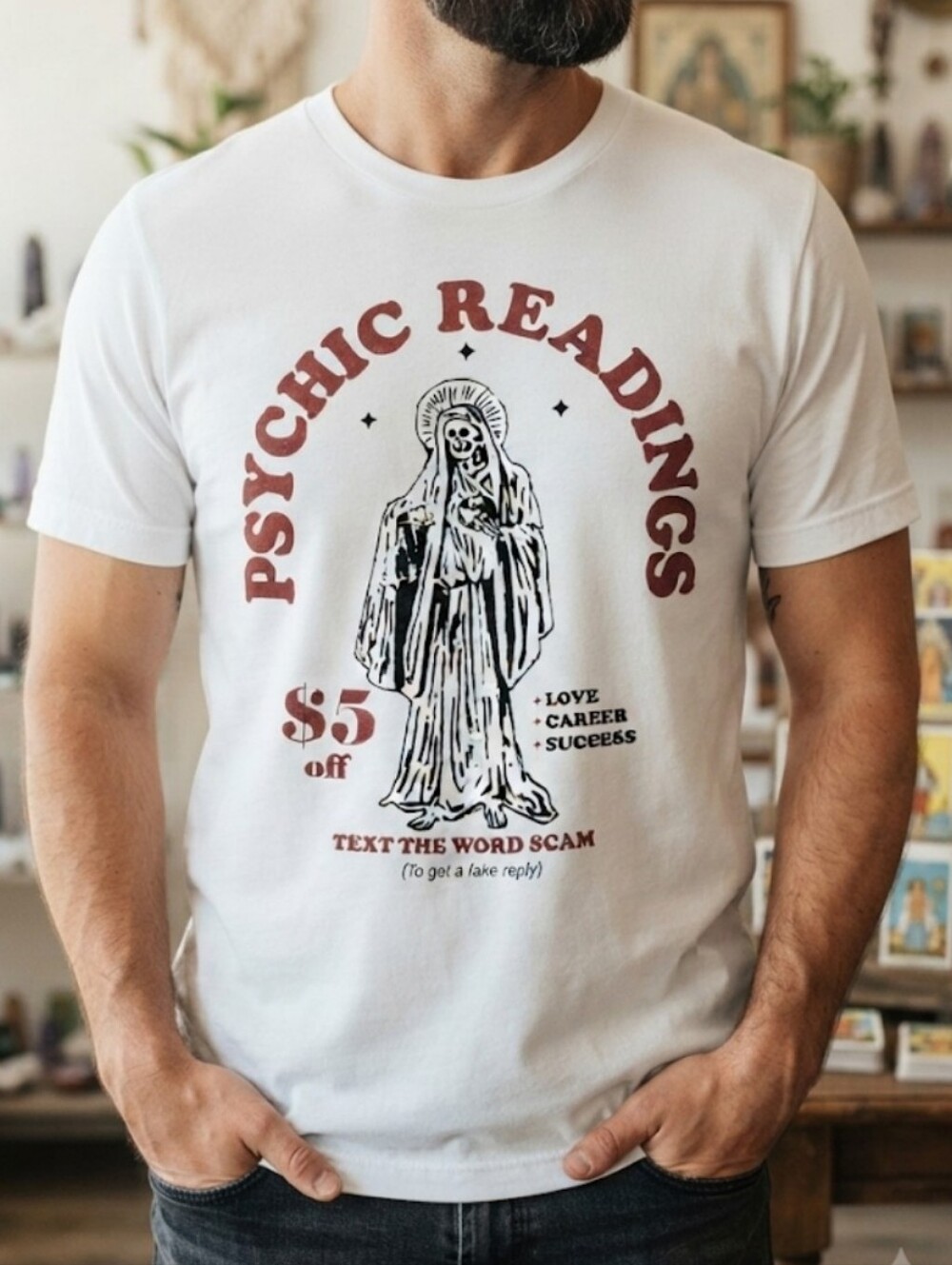 A-Lab Psychic Readings Satirical Graphic Tee White Large